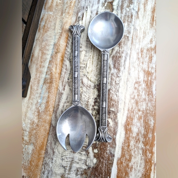 Vintage Arthur Cort Designs Hand Made Cast Aluminum Salad Servers - Picture 1 of 9